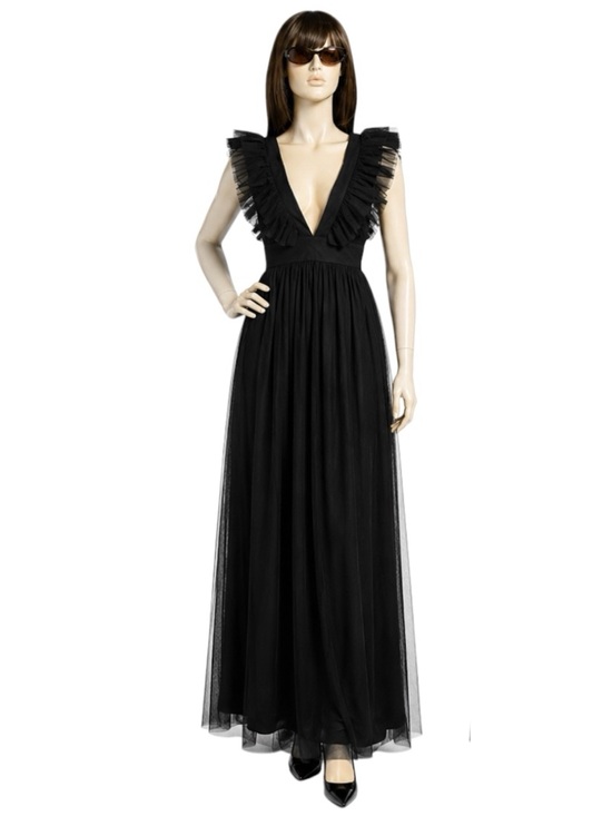 Lulus Dresses & Skirts - Black Mesh Ruffled Backless Maxi Size M Dress  Sexy-Goth Dark Fairy Ethereal NWT